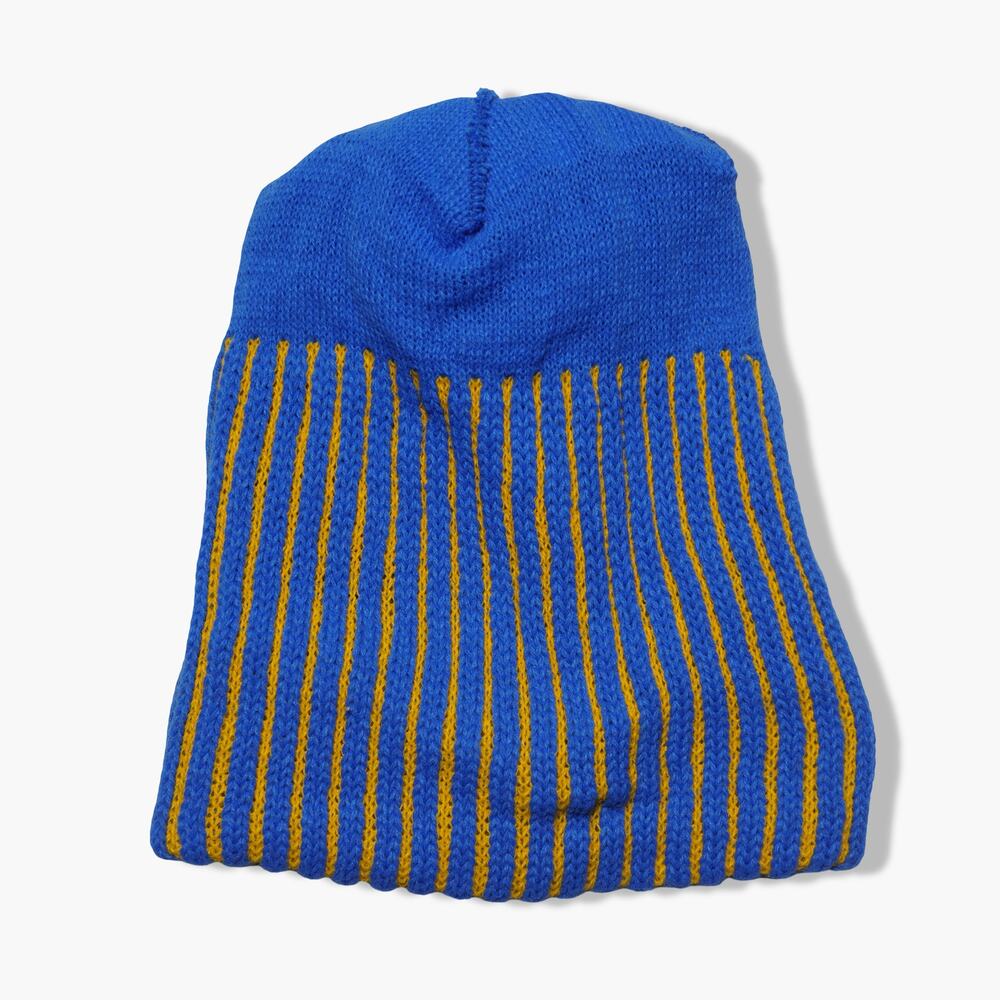 WORLDNET Blue and Yellow Ribbed POM Beanie - Picture 3 of 5
